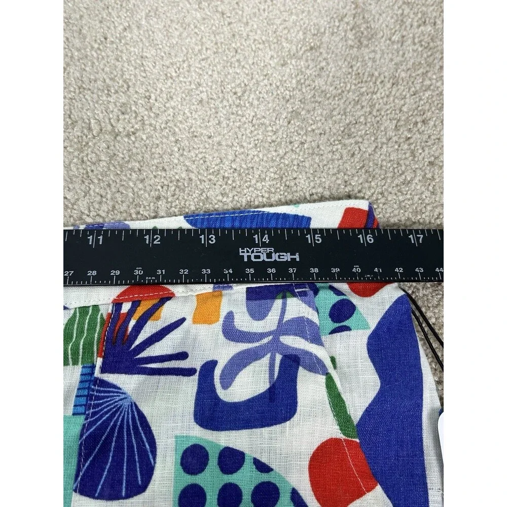 NWT Artonomo Creatives Womens M 100% Linen Shorts Art To Wear Colorful Geometric